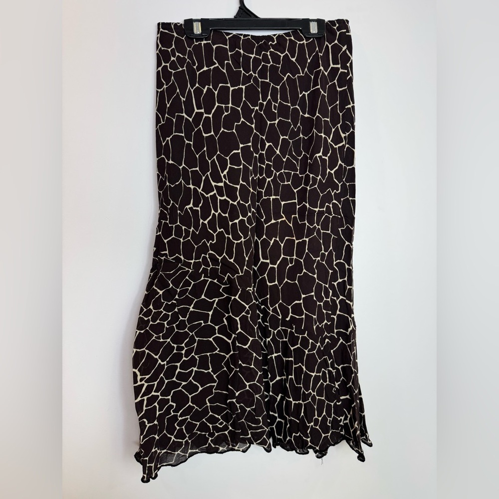 Vintage giraffe animal print brown flare bottom midi skirt size medium - Picture 7 of 10